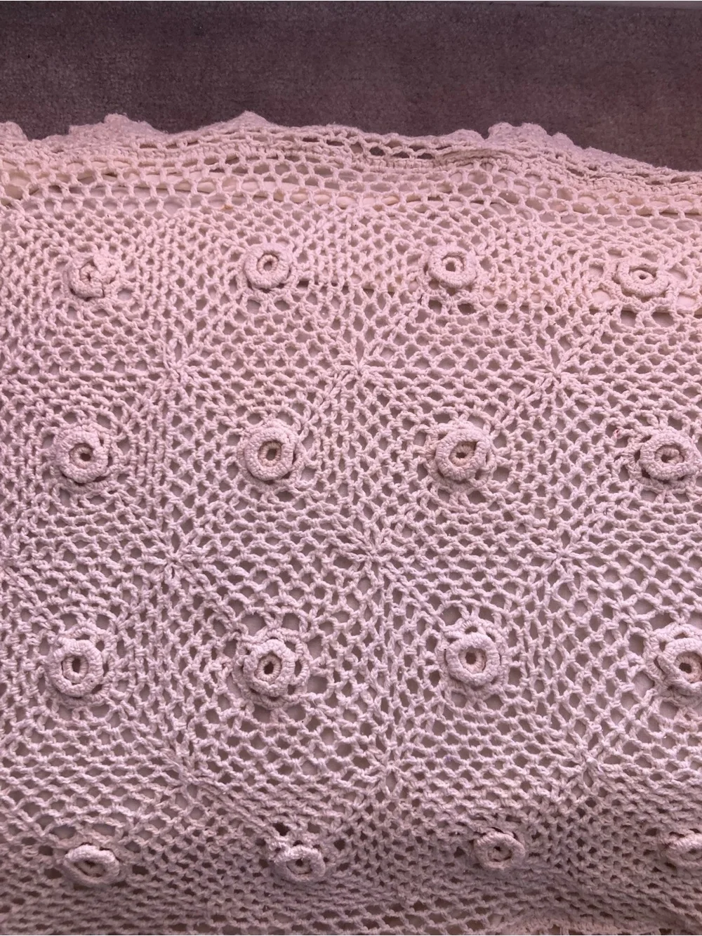 Handmade Crochet Accent Pillow - Cream